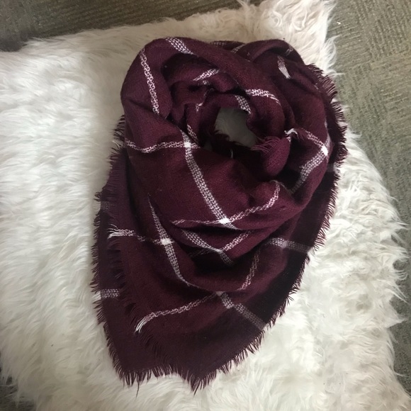 Accessories - BOGOFREE! Burgundy Plaid Blanket Scarf